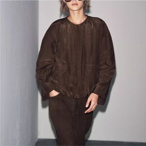 Zara Bomber Jacket, ZW collection 2026, Dark Brown size M